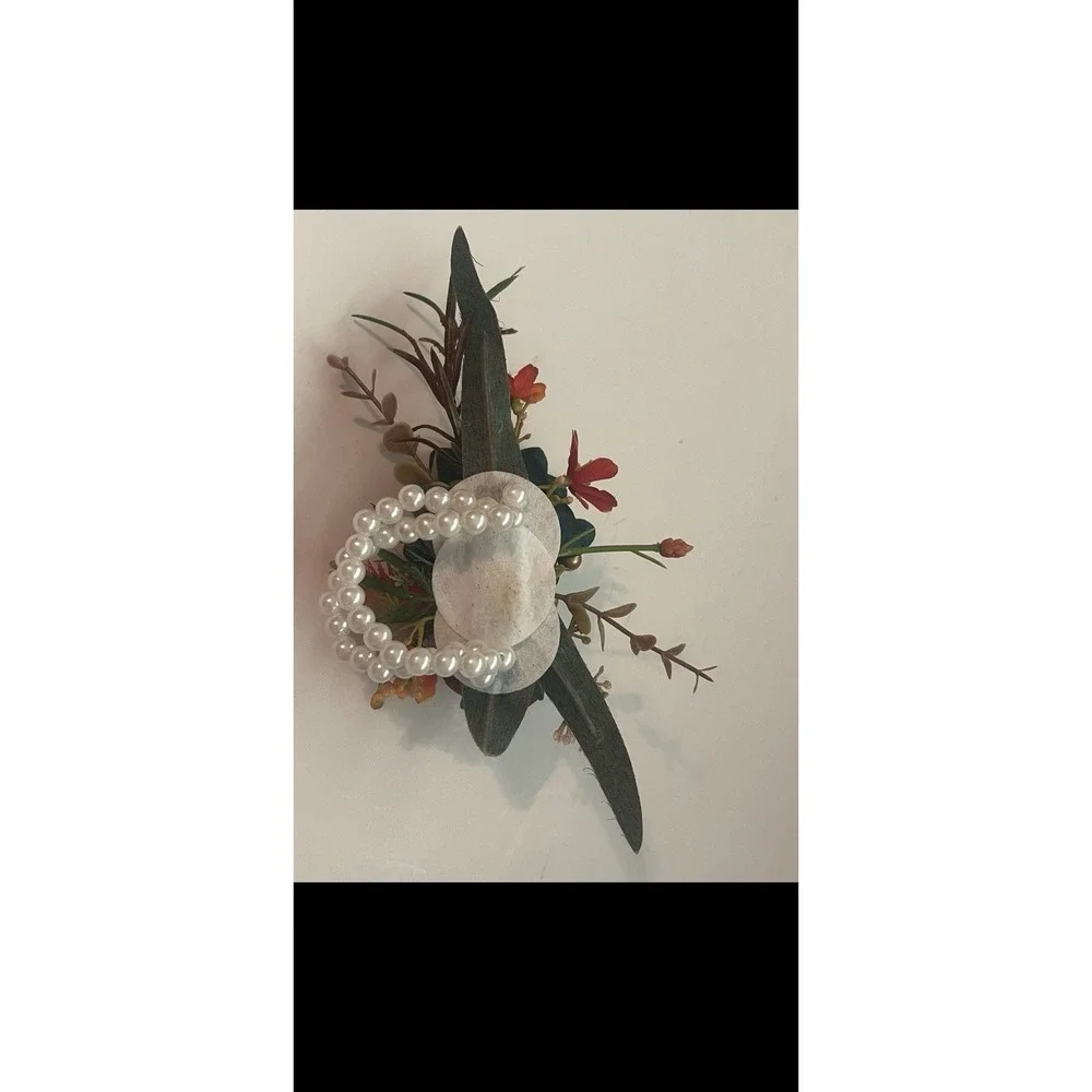 Teal Rust Orange Floral Wrist Corsage Wedding Formal